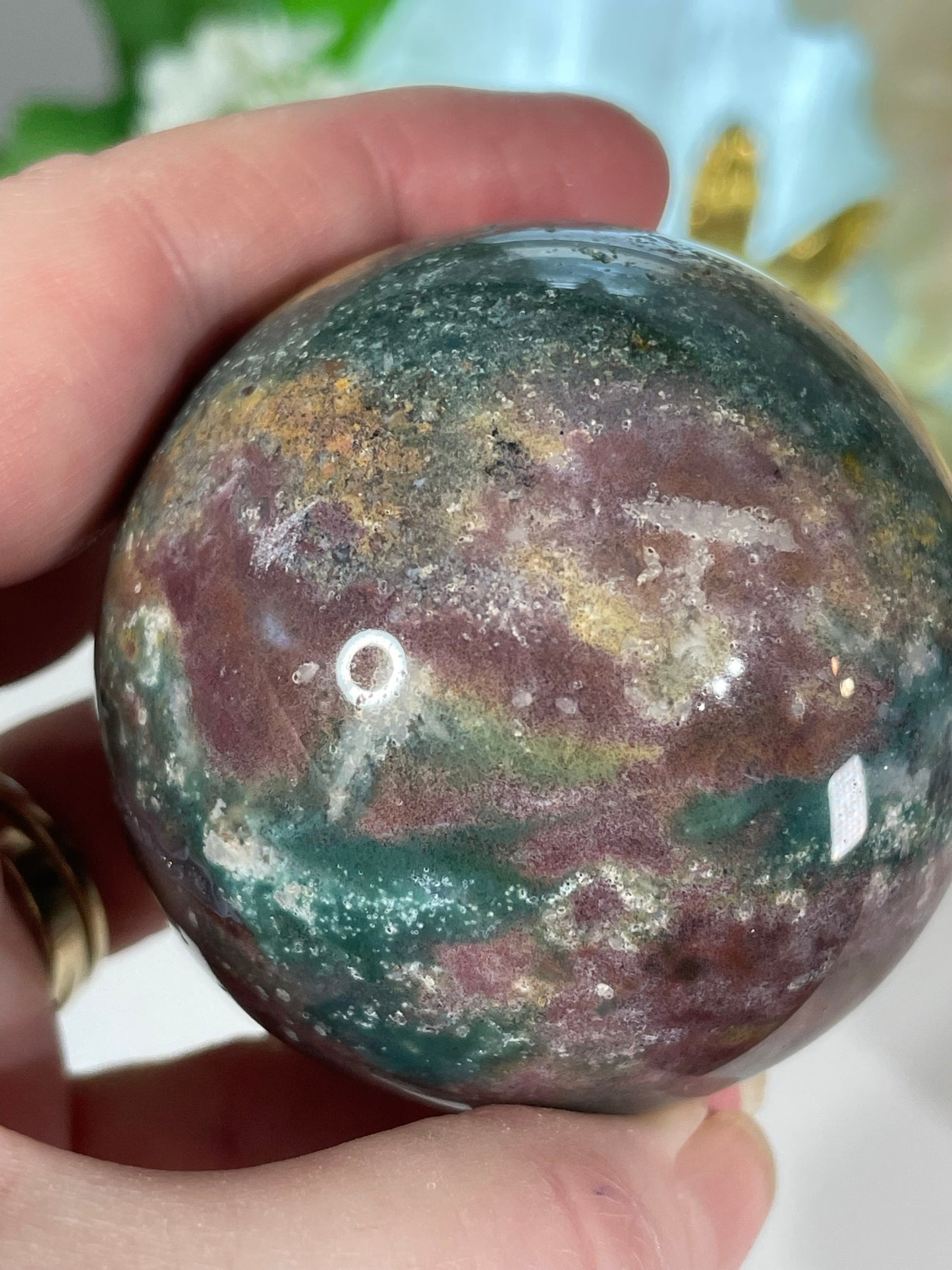 ocean jasper sphere deep pink green crystal healing 1