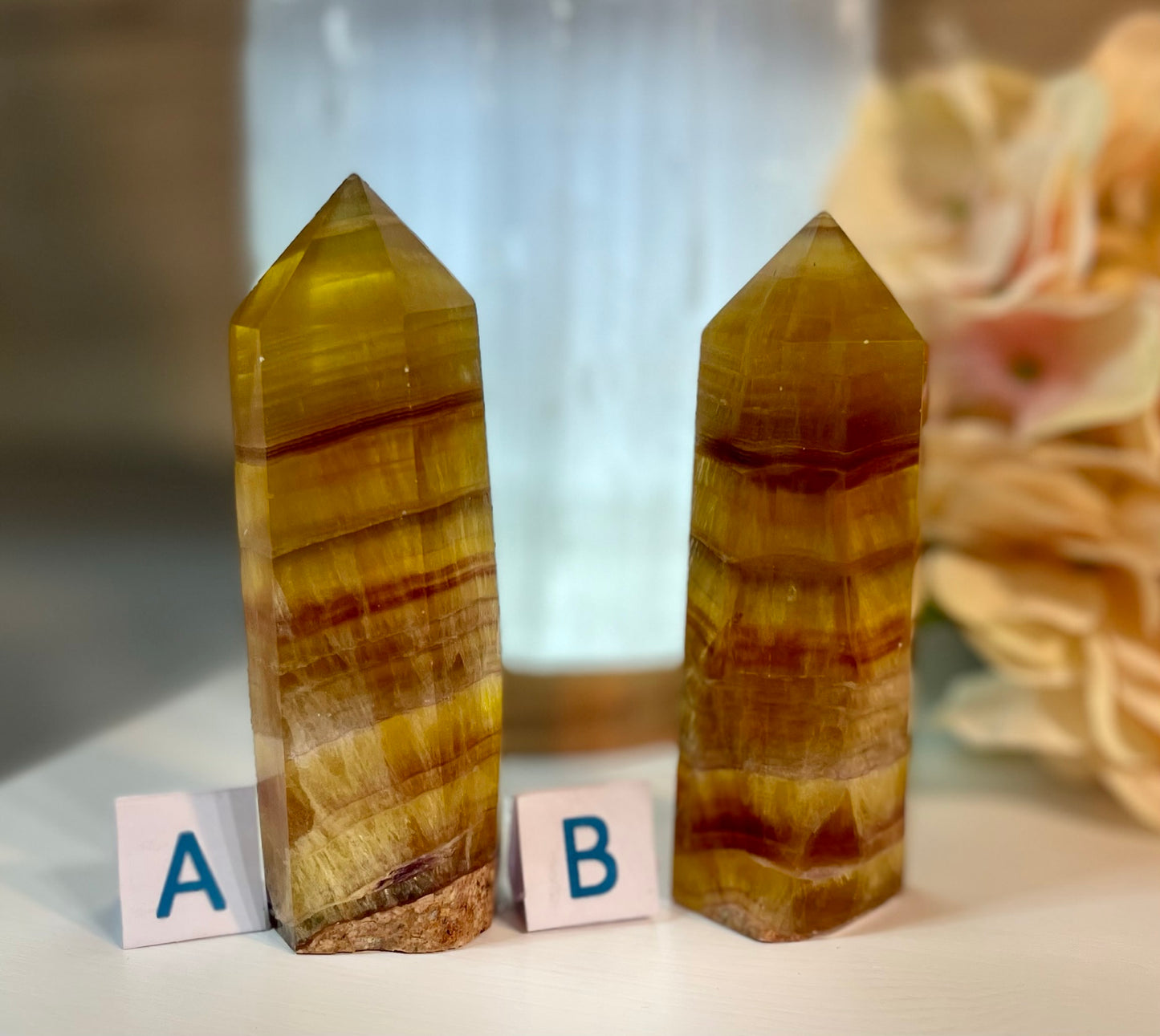 rainbow flourite yellow tower point healing crystal a-b2