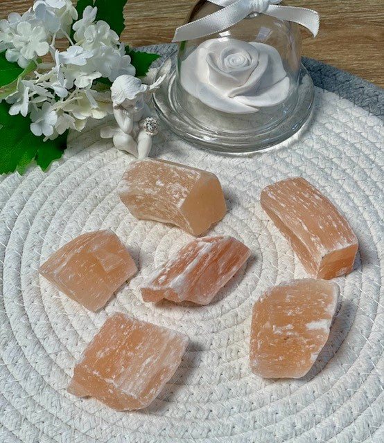 selenite peach chunks cleansing crystal 1