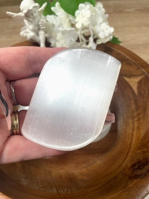 selenite soap palm stone 2