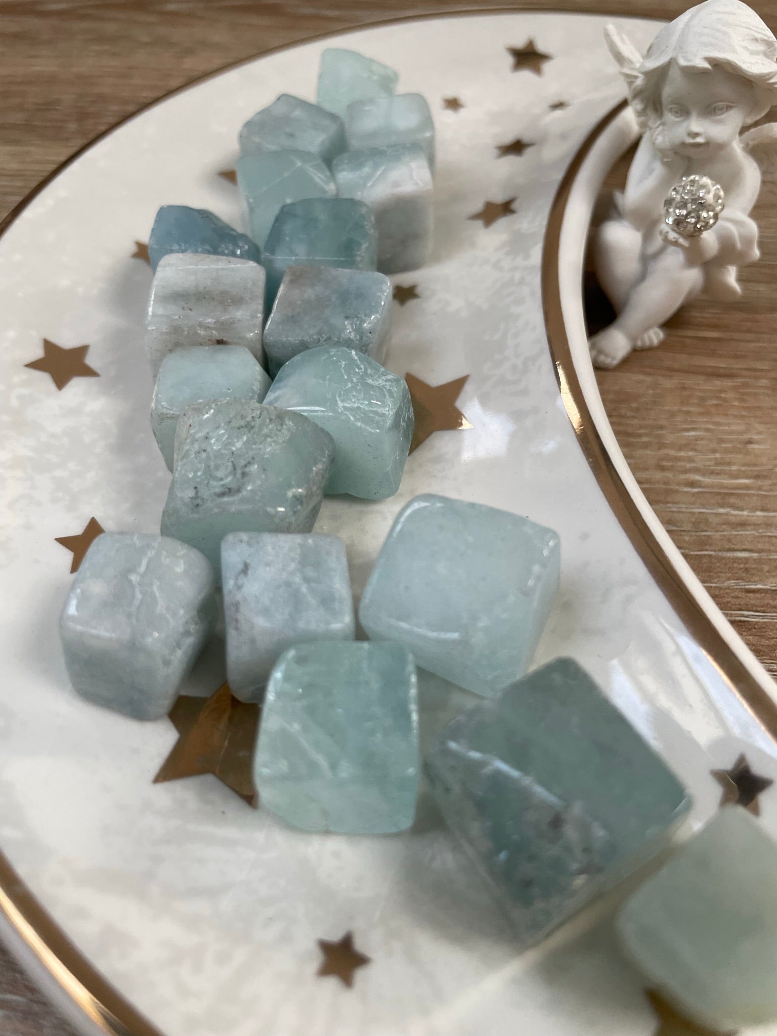 aqua marine cubes tumble stone crystal 6